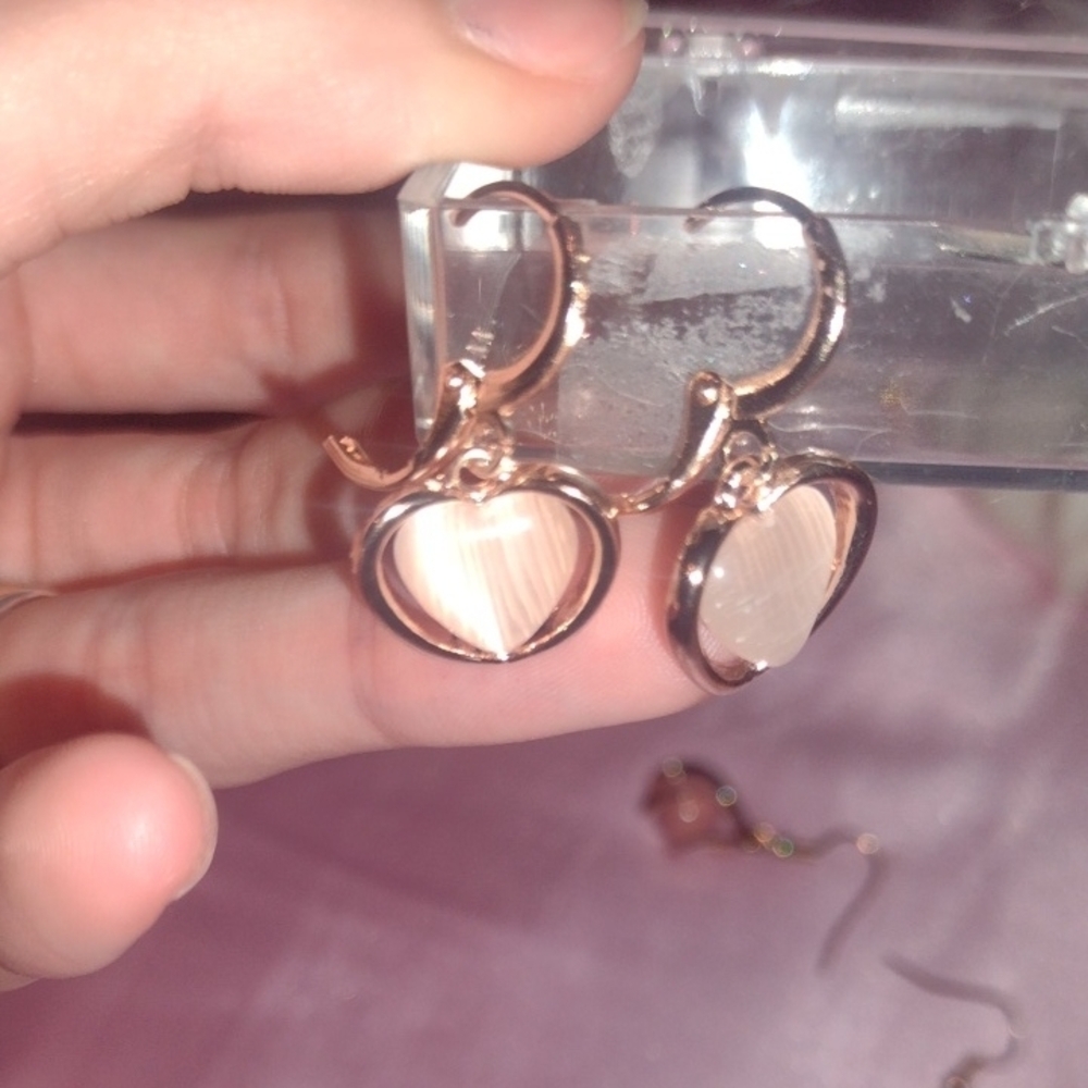 Rose Gold Heart Earrings